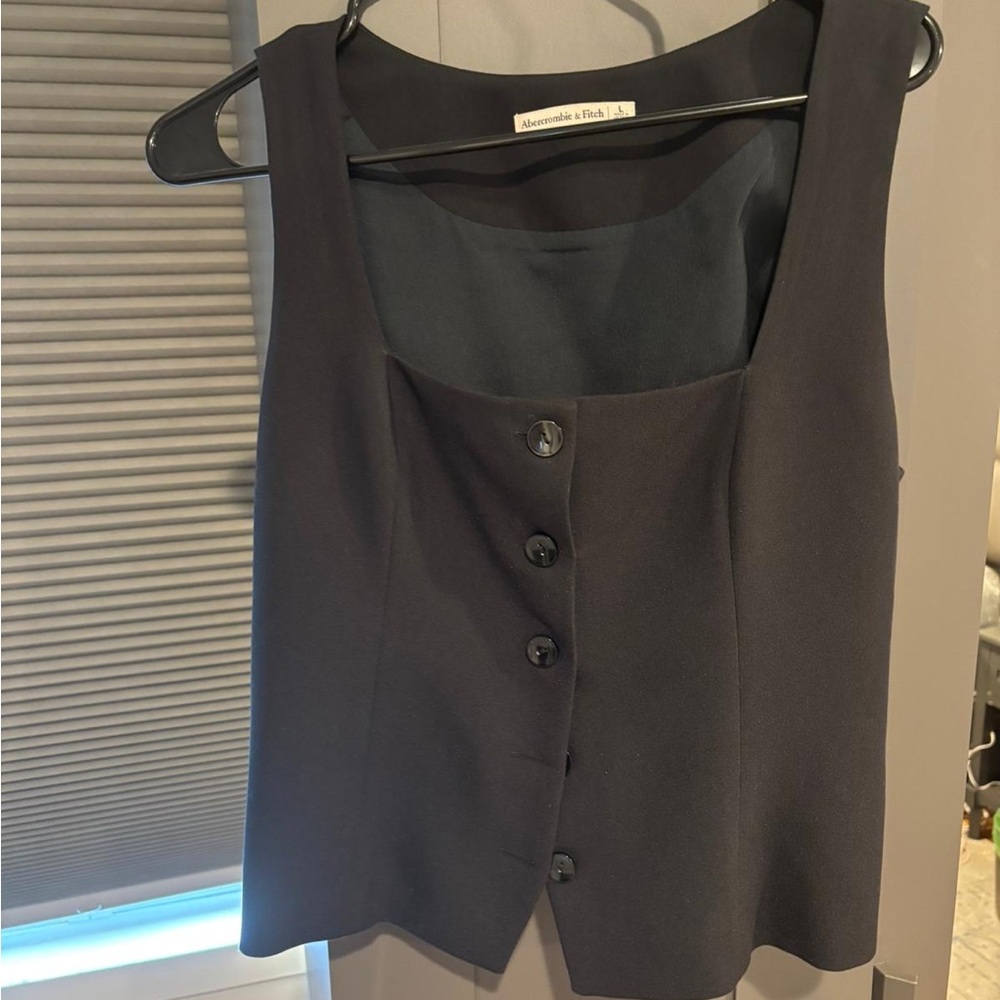 Black Buttoned Women's Vest Top